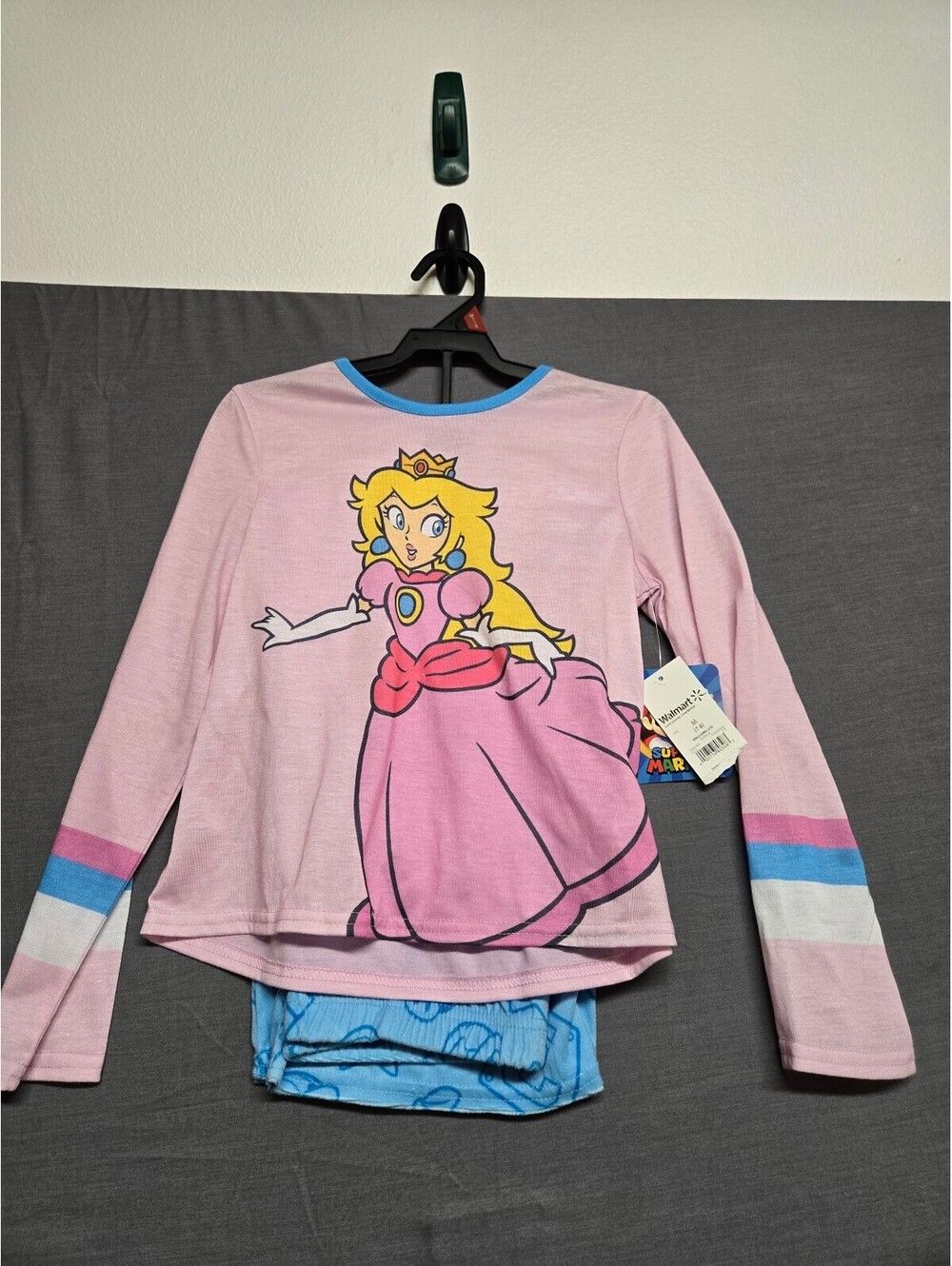 Super Mario Princess Peach Girls Pajama Set Size M 7-8